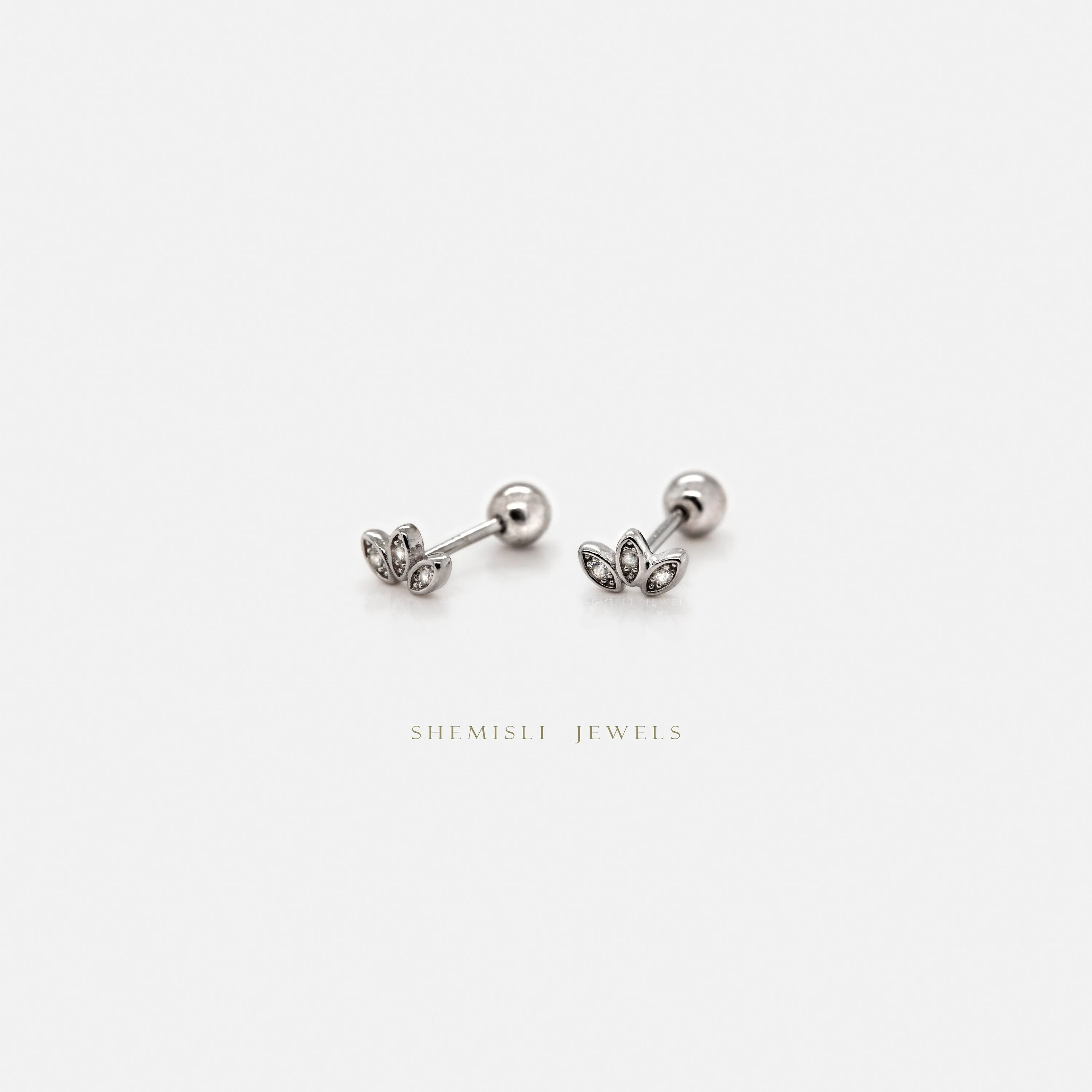 Tiny Flower Stud Earrings with Screw Ball End (Type B), Unisex, Gold, Silver SHEMISLI - SS183, SS644