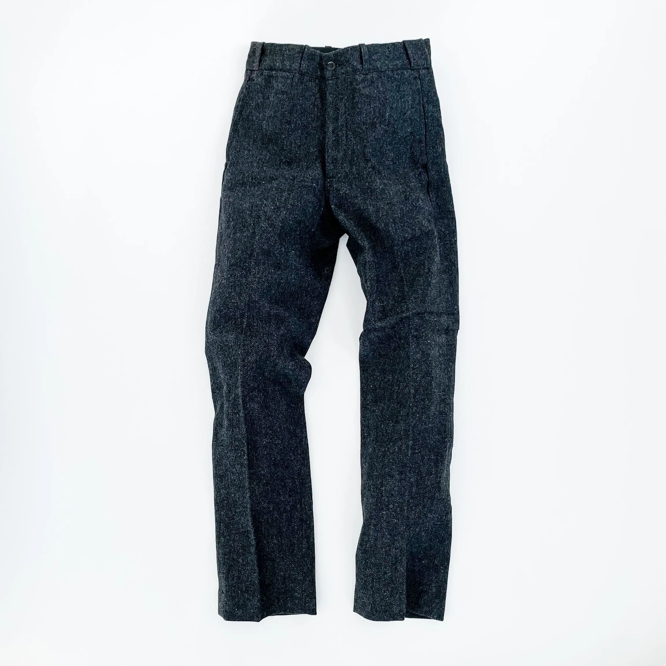 Traditional Wool Pants - Gray Herringbone