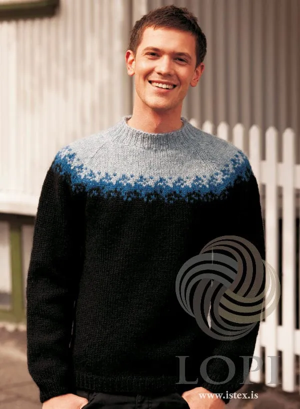 Viðar Green wool sweater - Knitting Kit