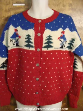 Vintage Skiers Wool Ugly Christmas Sweater