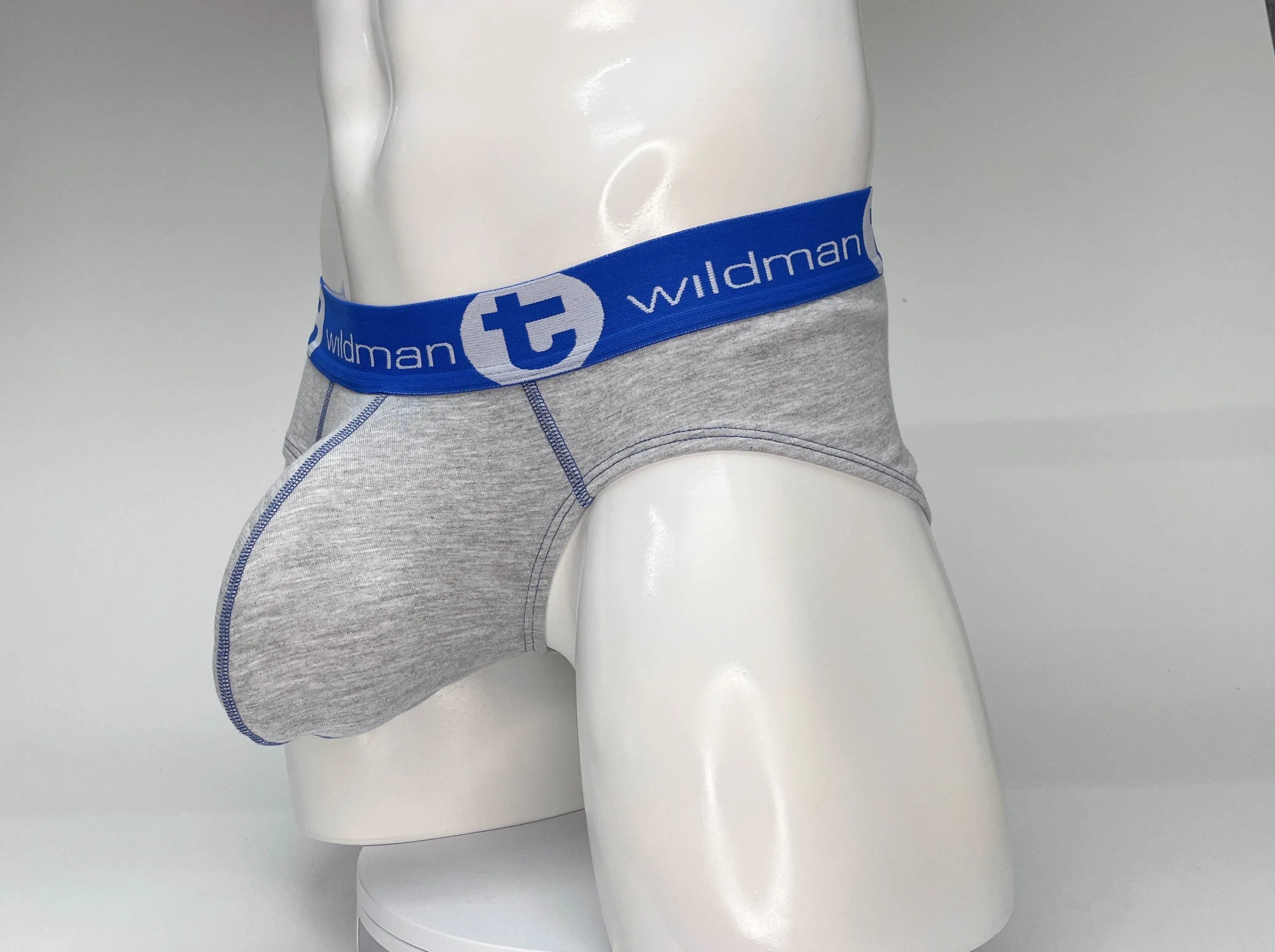 WildmanT Big Boy Pouch Cotton Brief Gray and Blue