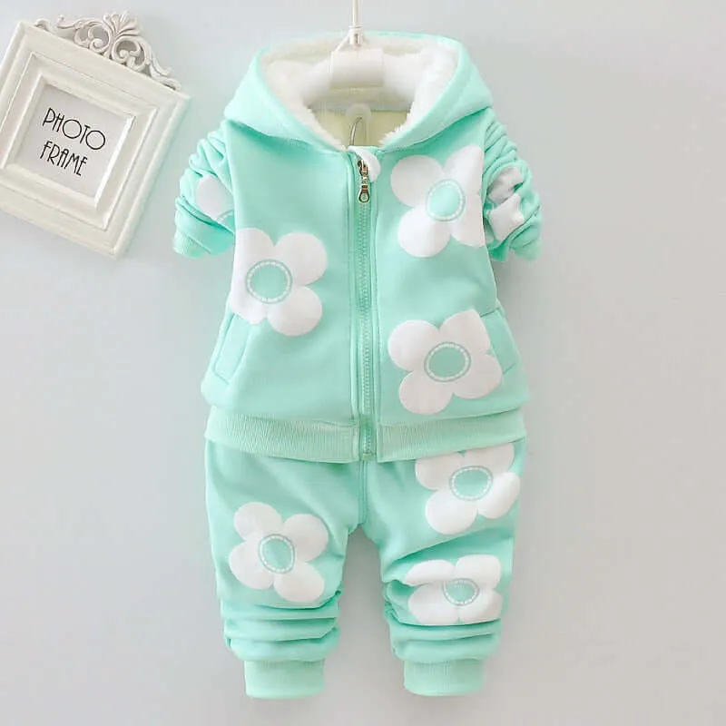 Winter Toddler Girls Flower Print Jacket/Pants