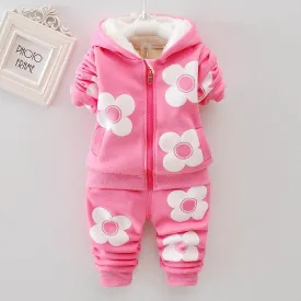 Winter Toddler Girls Flower Print Jacket/Pants