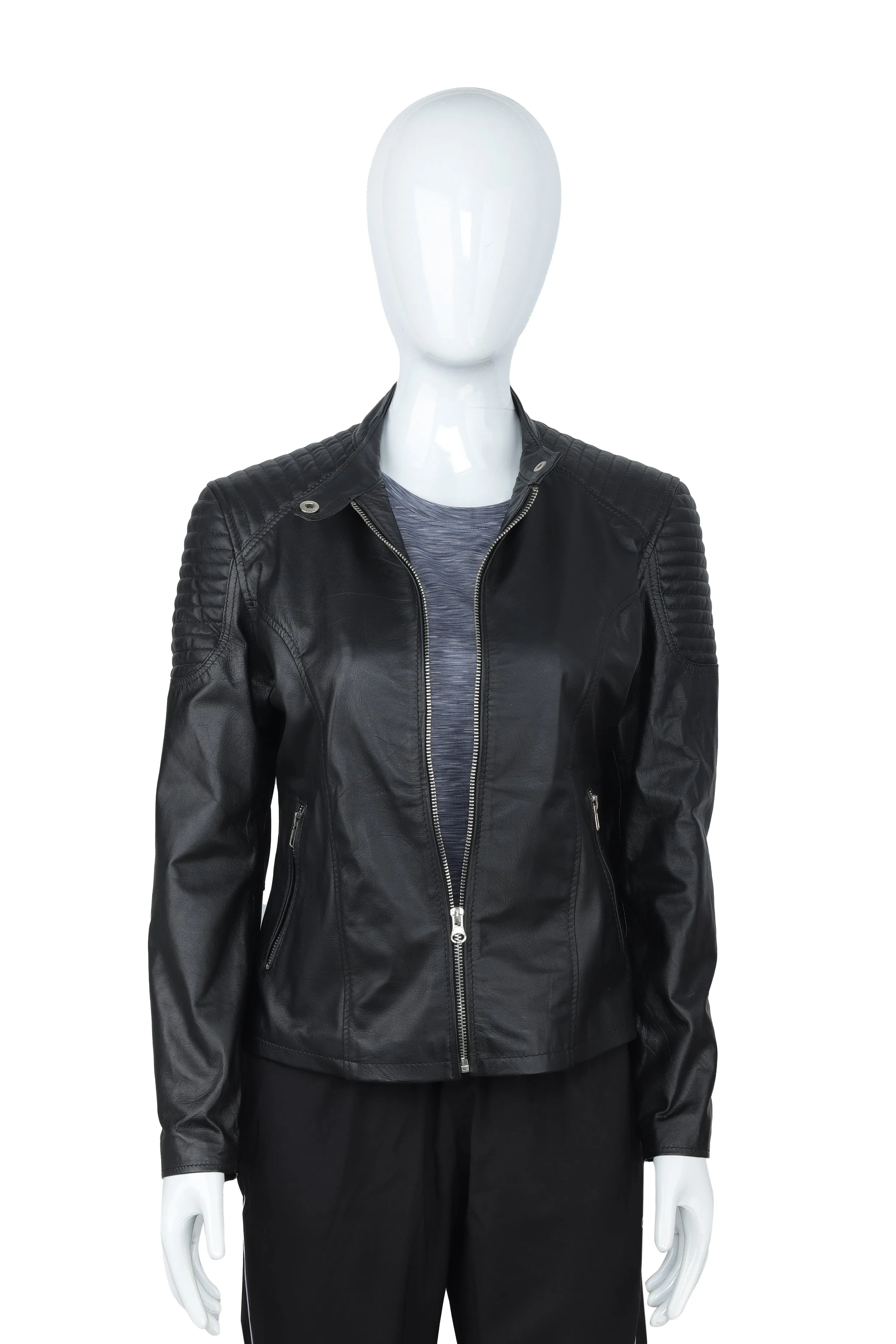 WOMENS LEATHER JACKET 41008 (BLACK)