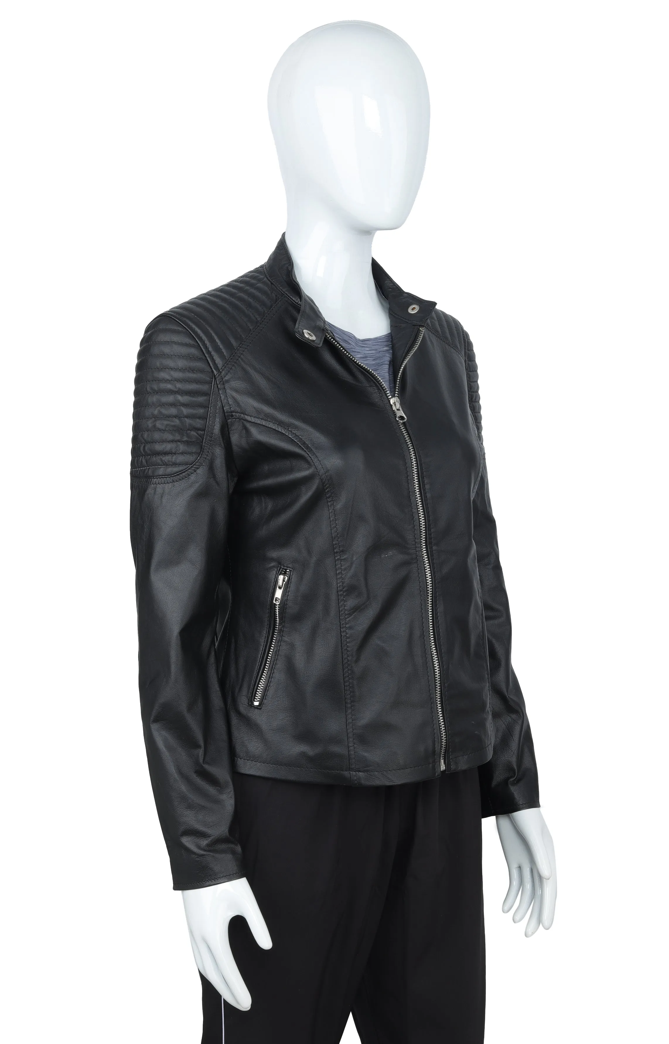 WOMENS LEATHER JACKET 41008 (BLACK)