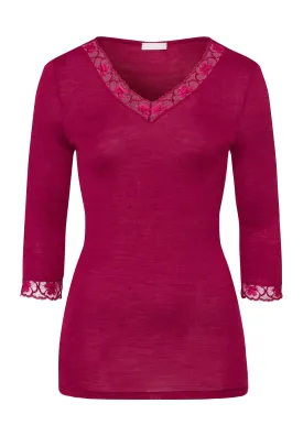 Woolen Lace Fine Ribbed Wool And Silk Top | Intense Garnet 70973-2406