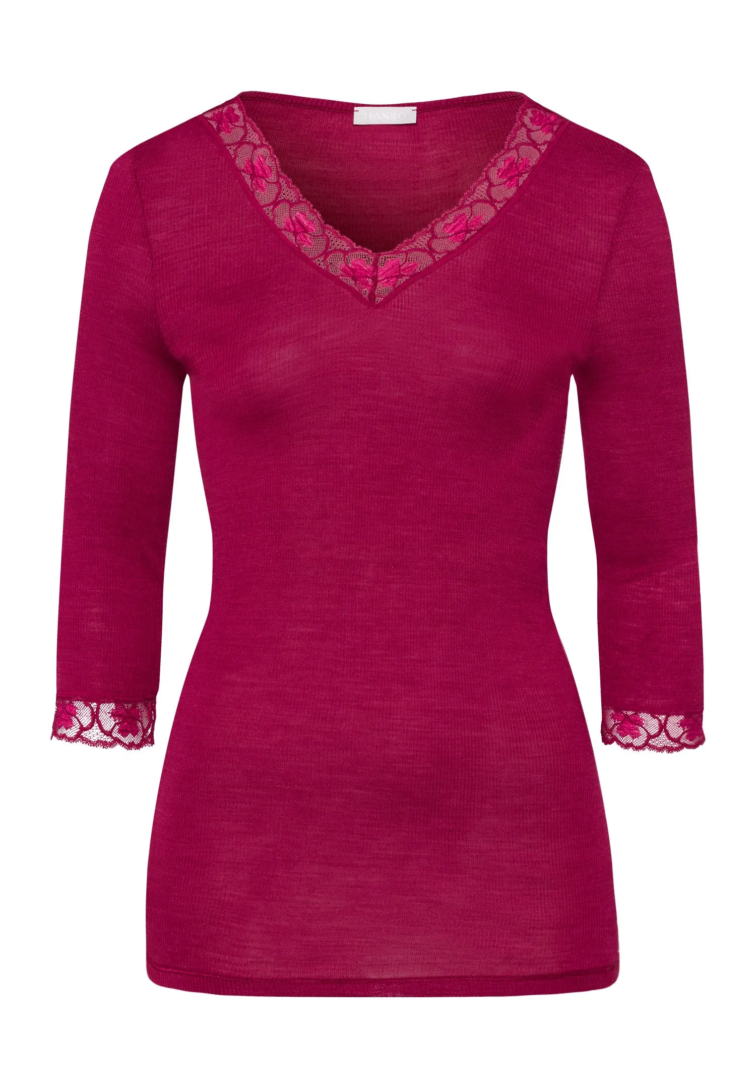 Woolen Lace Fine Ribbed Wool And Silk Top | Intense Garnet 70973-2406