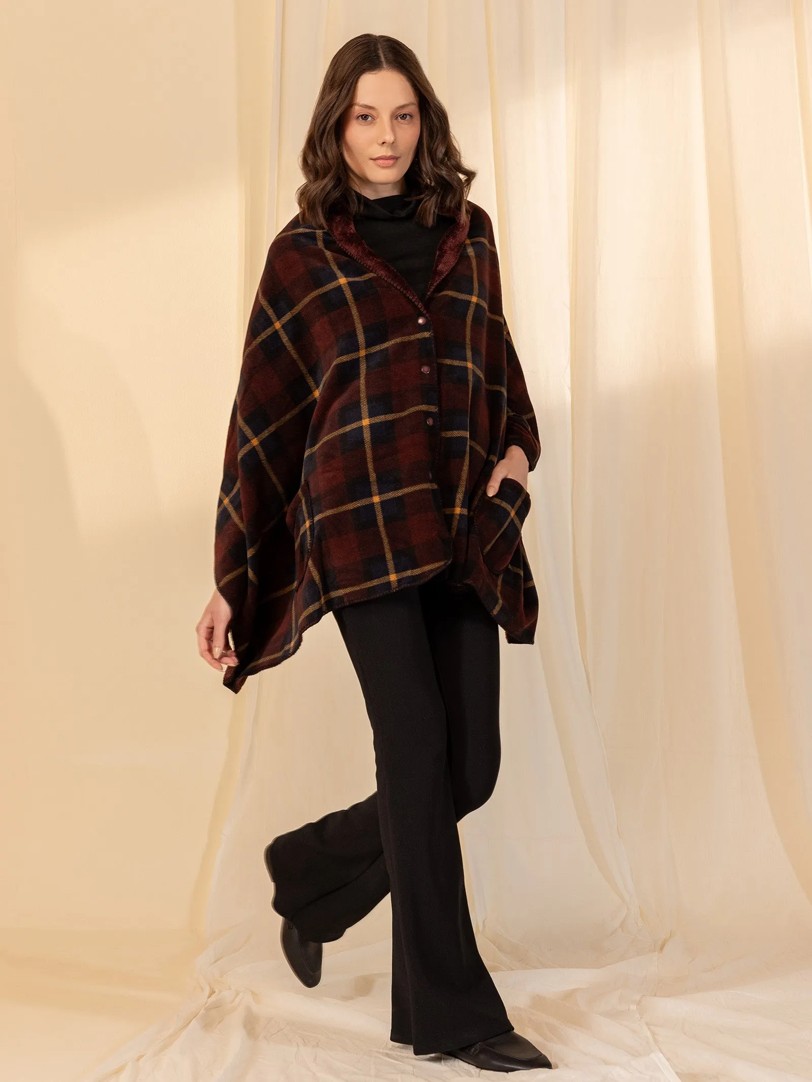 Woolen Reversible Wrap - Maroon