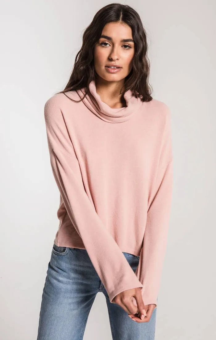 Z Supply soft spun skimmer mock neck mauve blush zt194193